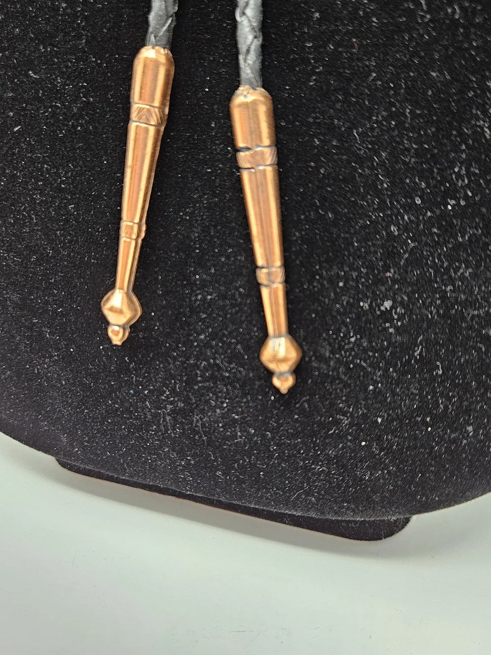 BELL TRADING POST Thunderbird Solid Copper BOLO Tie w/ Black leather Lacing Vtg